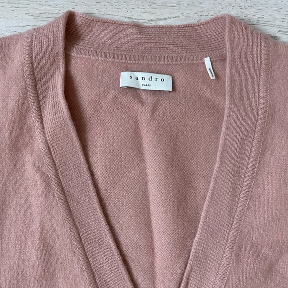 SANDRO PARIS Wool Cardigan Pink Balloon Sleeves - Picture 6 of 12